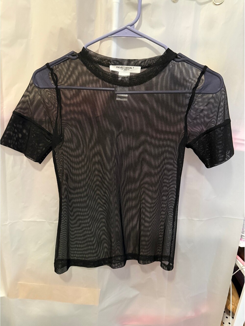 Project Social T Black Sheer Mesh Short Sleeve Top Small